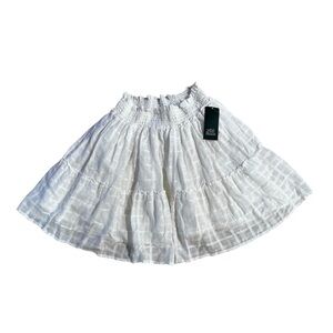 NWT Wild Fable white tiered flare lined mini skirt elastic waist patterned, M.